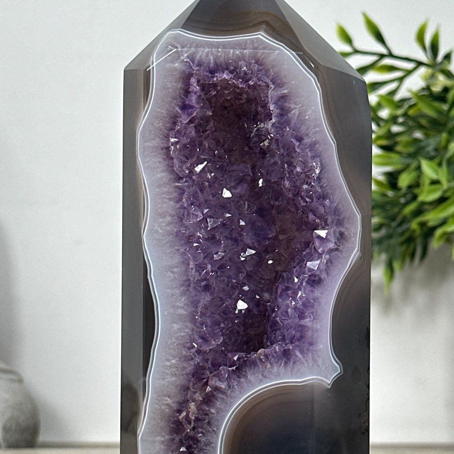Natural Amethyst &amp; Agate Stone Tower Geode  - STP0187