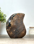Natural Agate & Green Quartz Druzy Stone Flame Carving - FST0168