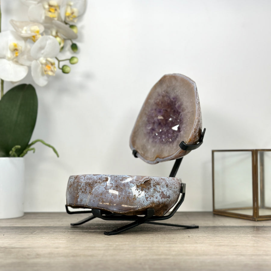 Natural amethyst Jewelry Box on Metal Stand - MWS2978