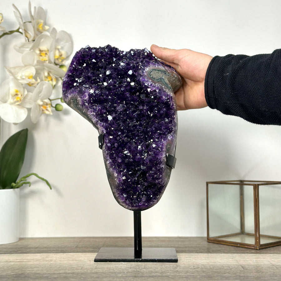 Premium Uruguayan Amethyst Geode With Metal Stand - MWS2753