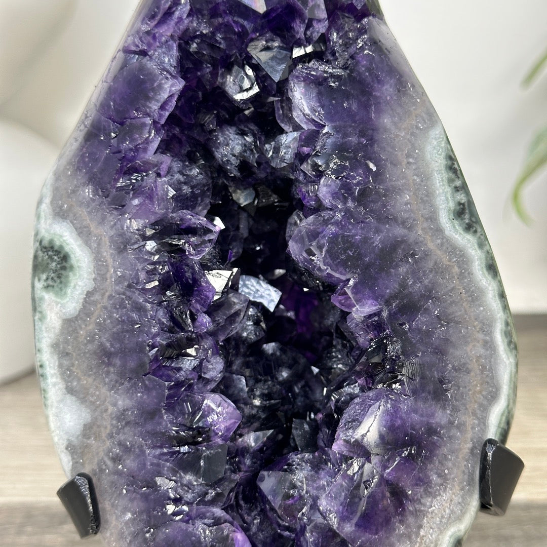 Top Quality Natural Amethyst Geode with Green Japer Shell - MWS3348