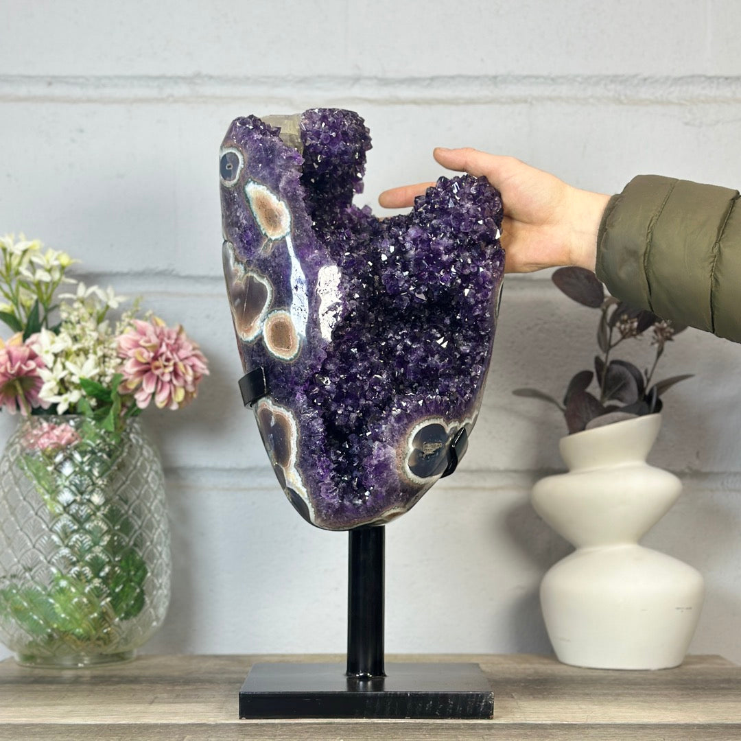 Huge 15 in Tall Amethyst &amp; Agate Statement piece from Uruguay - MWS3407