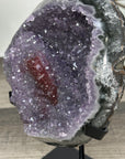 Amethyst Geode on Stand with Red Hematite & Calcite Formation