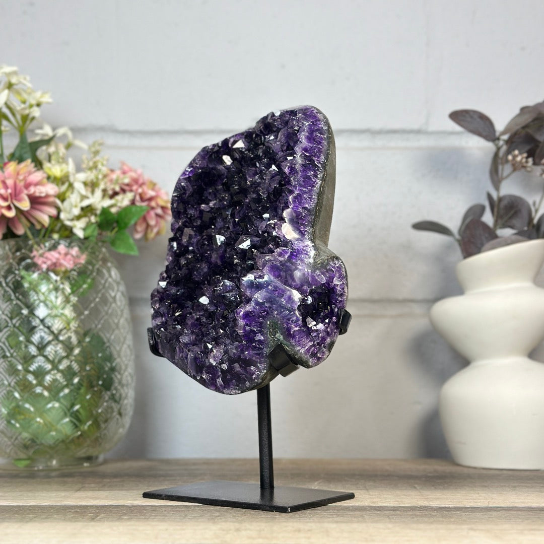 Deep Purple Amethyst Cluster with Large &amp; Shinny Crystals - MWS3401