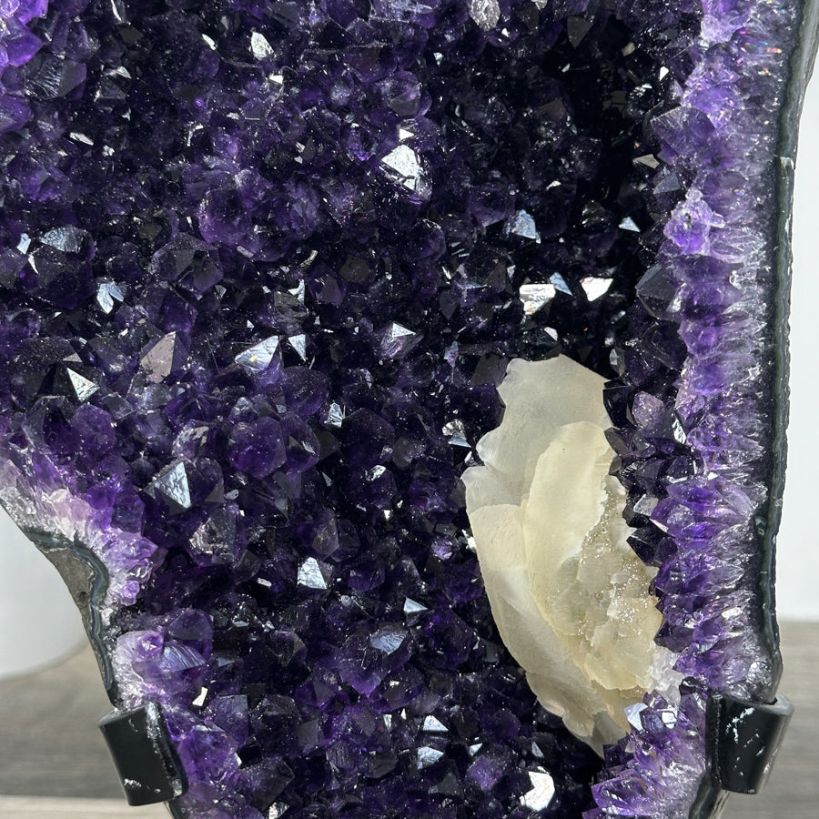 Top Quality Amethyst Geode With Calcite on Metal Stand - MWS2752