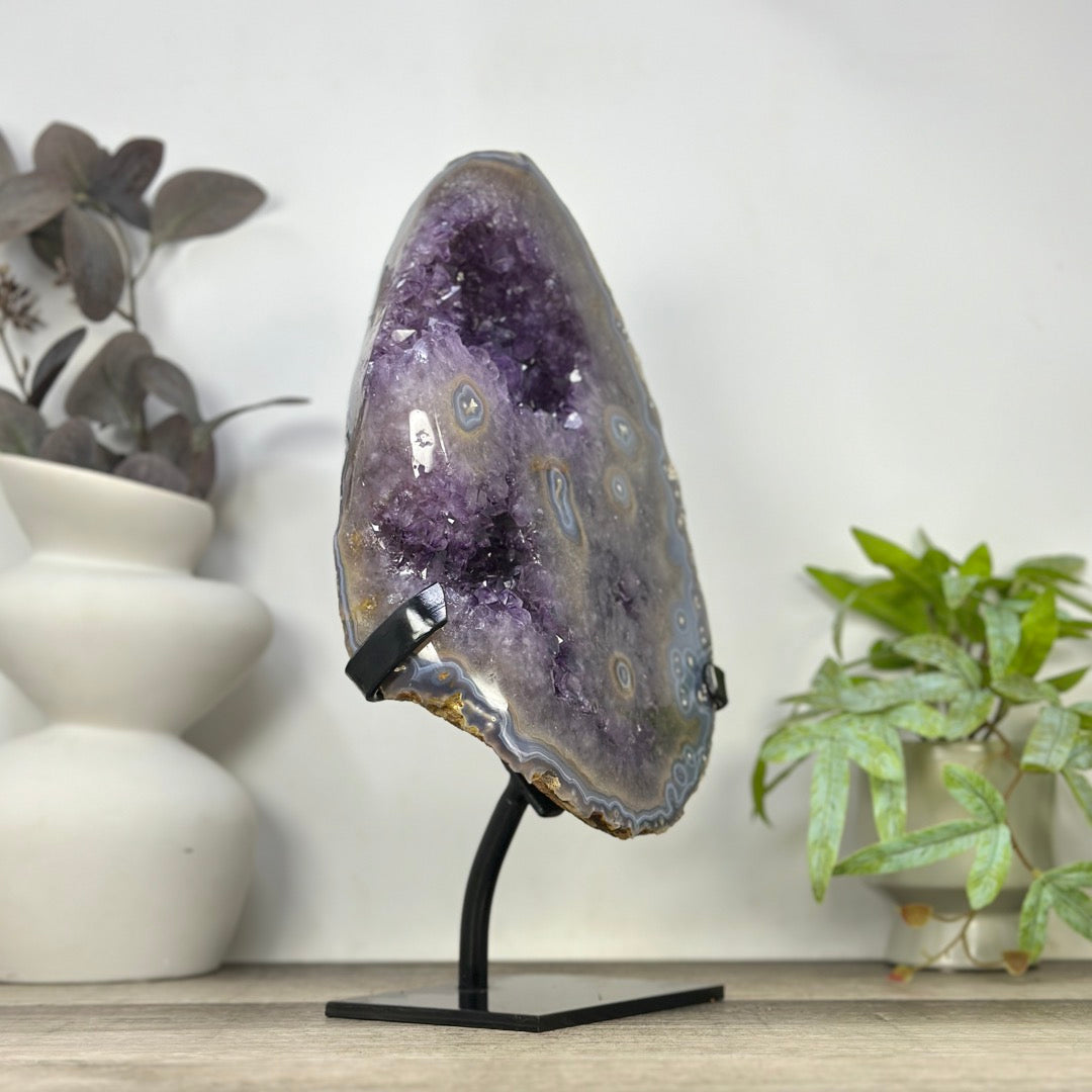 Natural Large Amethyst &amp; Blue Agate with Stalatite Eyes Formations - MWS3326