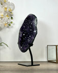 Deep Purple Amethyst Stone Geode Statement Piece on Stand - MWS3032