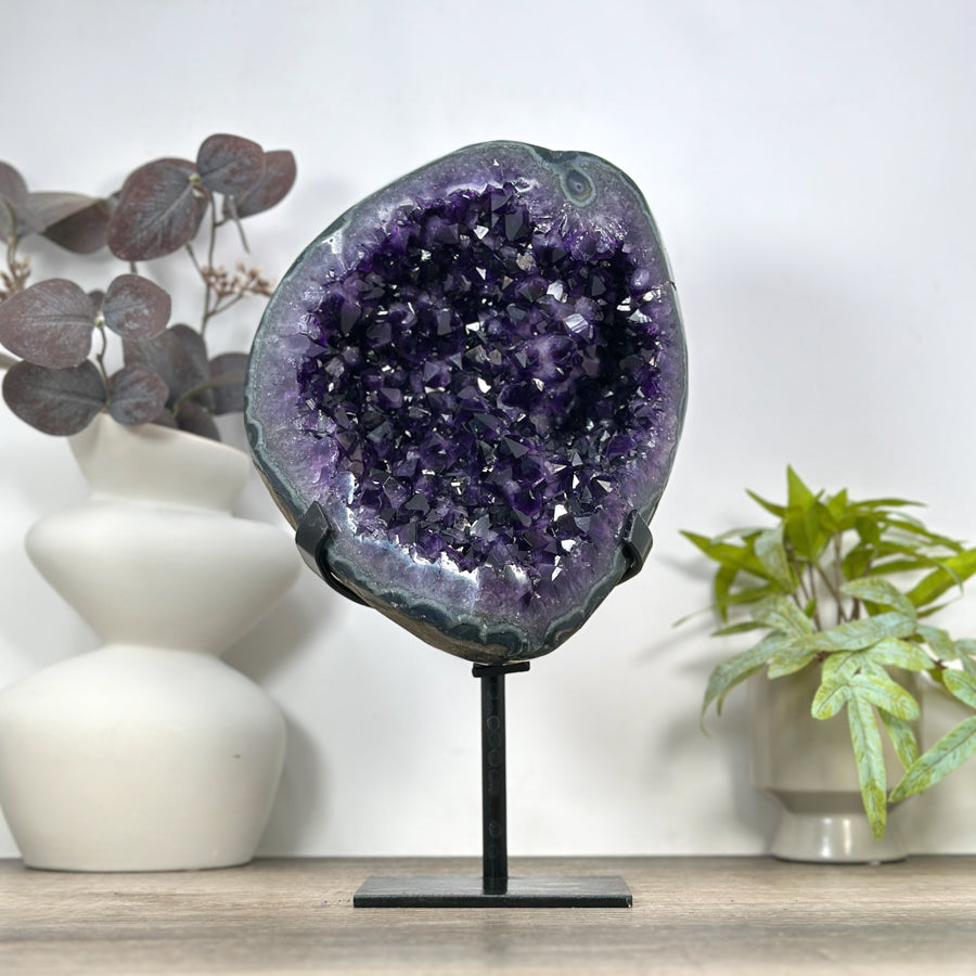 Natural Uruguayan Amethyst Geode with Green Jasper Shell - MWS3087