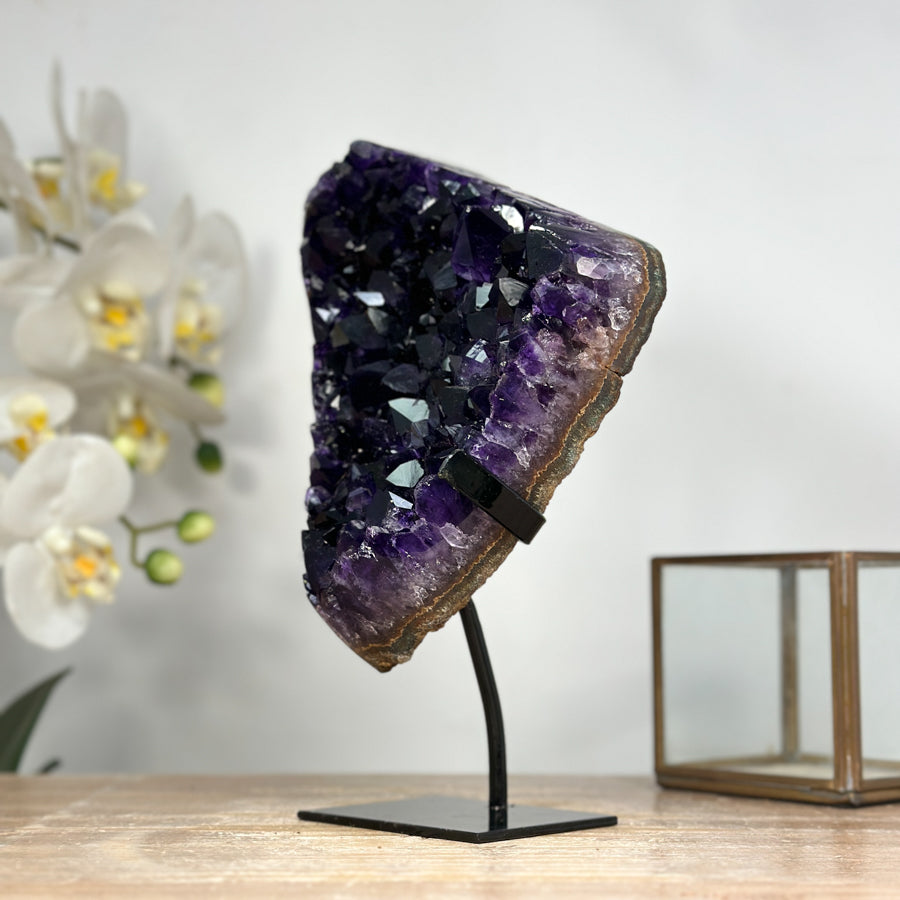 AAA Natural Amethyst Crystal Specimen with Metal Stand - MWS1936