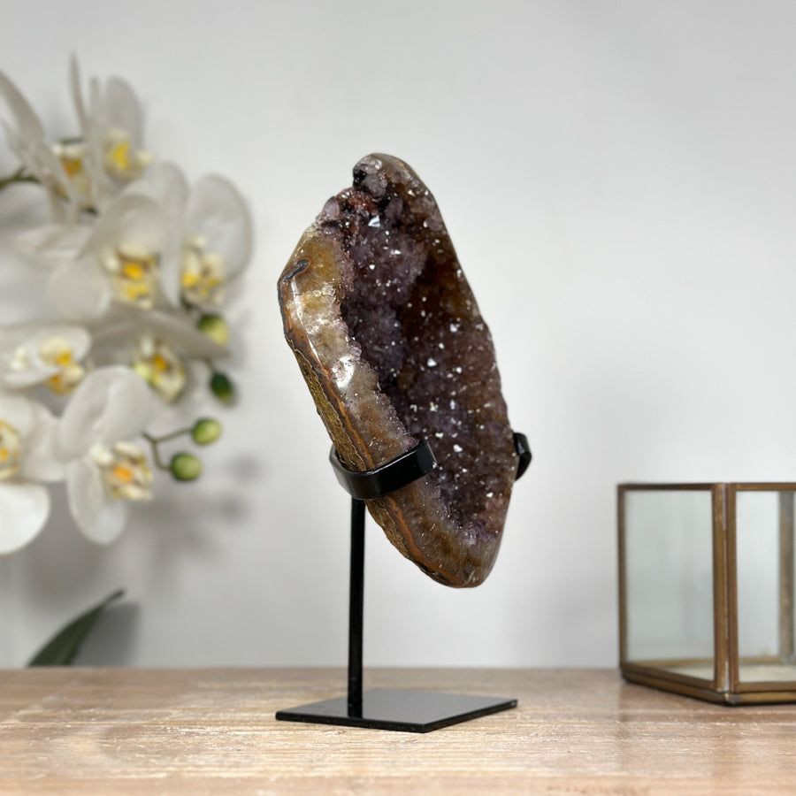 Natural Amethyst Geode with Yellow Iron Mineralization - MWS1810