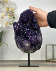 XL Deep Purple Amethyst Geode on Metal Stand – Stunning Natural Crystal Specimen - MWS2788