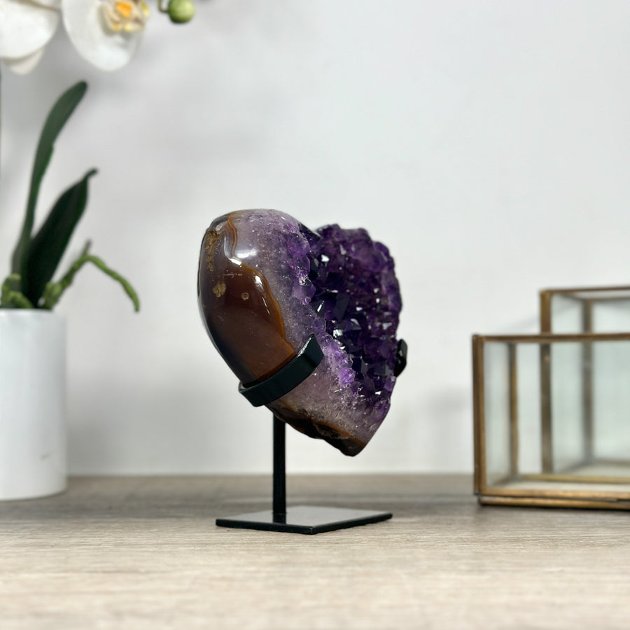 Beautiful Amethyst &amp; Agate Stone Heart - HST0304