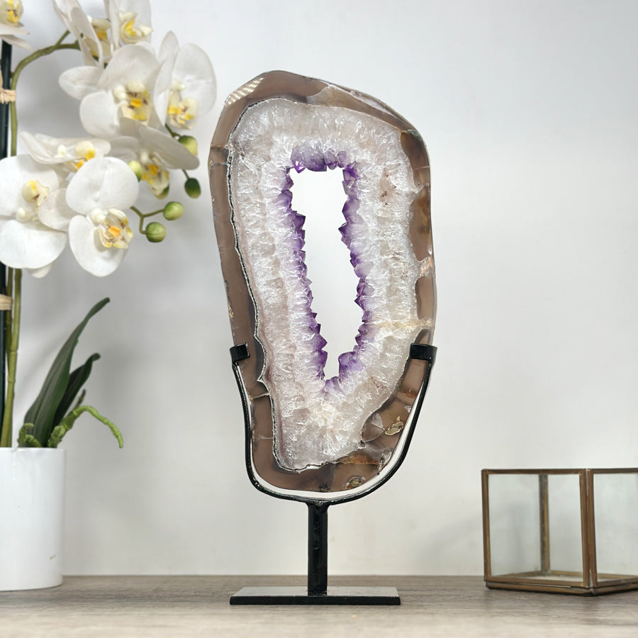 XL Natural Agate &amp; Amethyst Geode Slice Portal - MWS2119