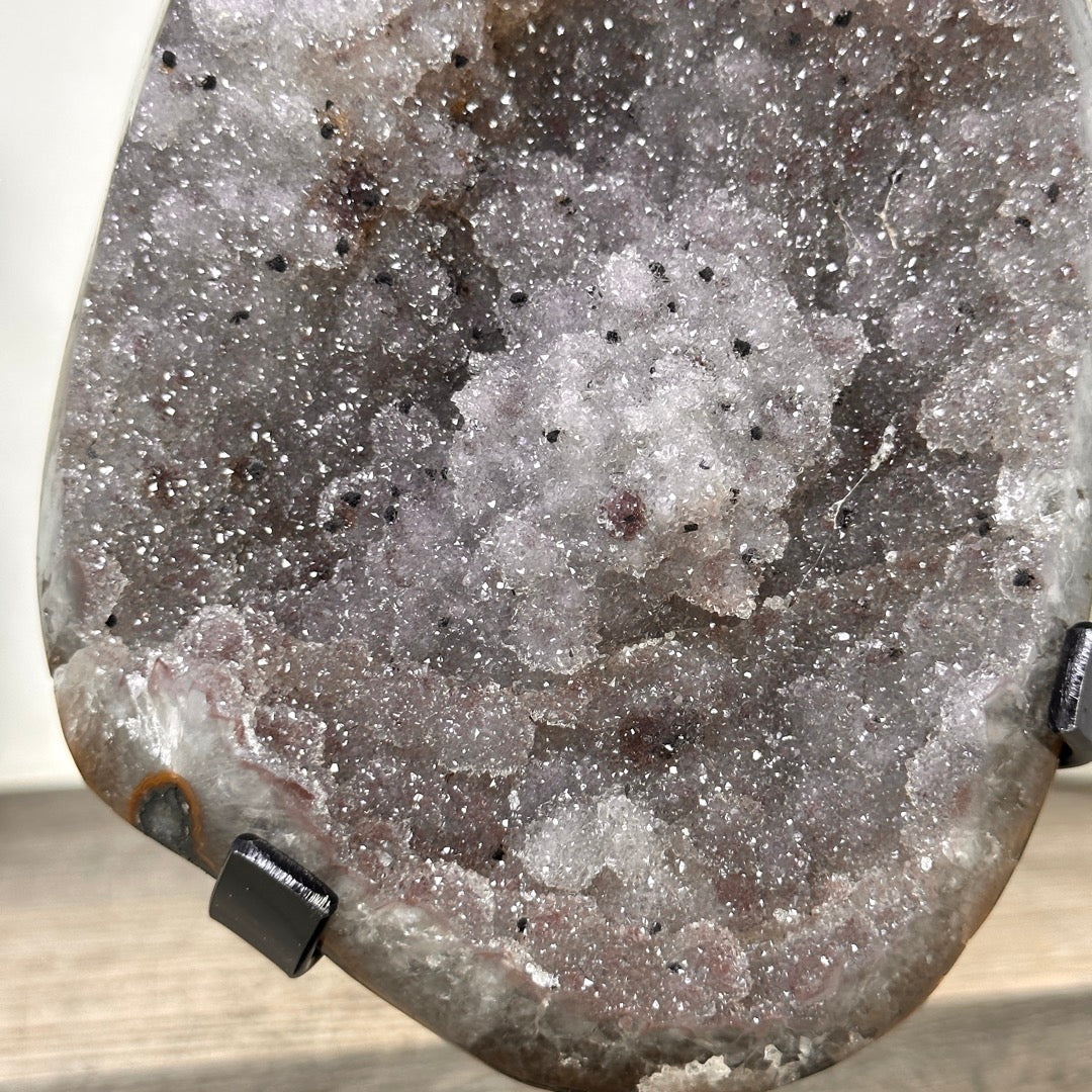Natural Sugar Amethyst Specimen on Metal Stand - MWS3376