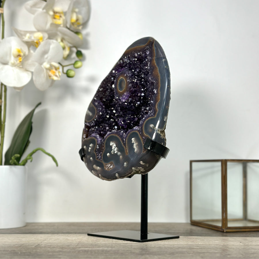 Amethyst Geode with Agate Shell for Home Decor Display
