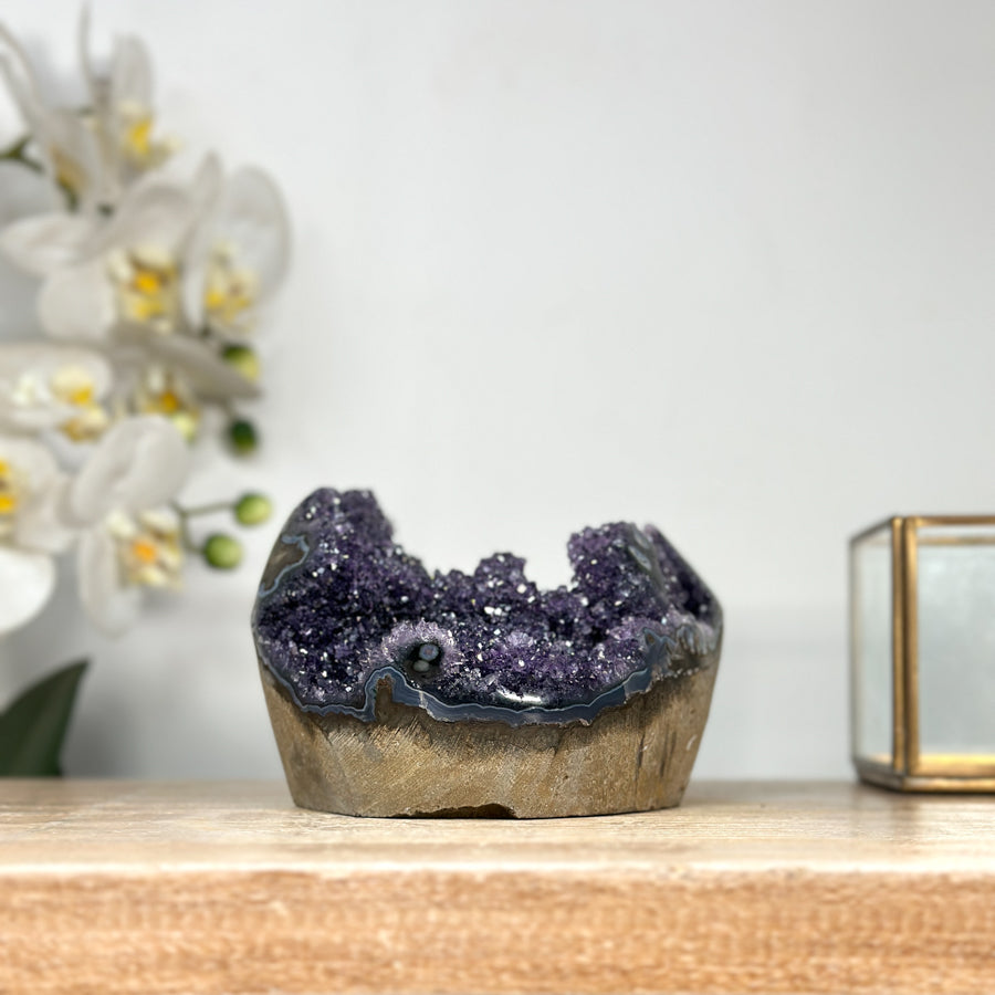 Natural Amethyst Geode Crystal Cluster for Home Decor Display - CBP1166