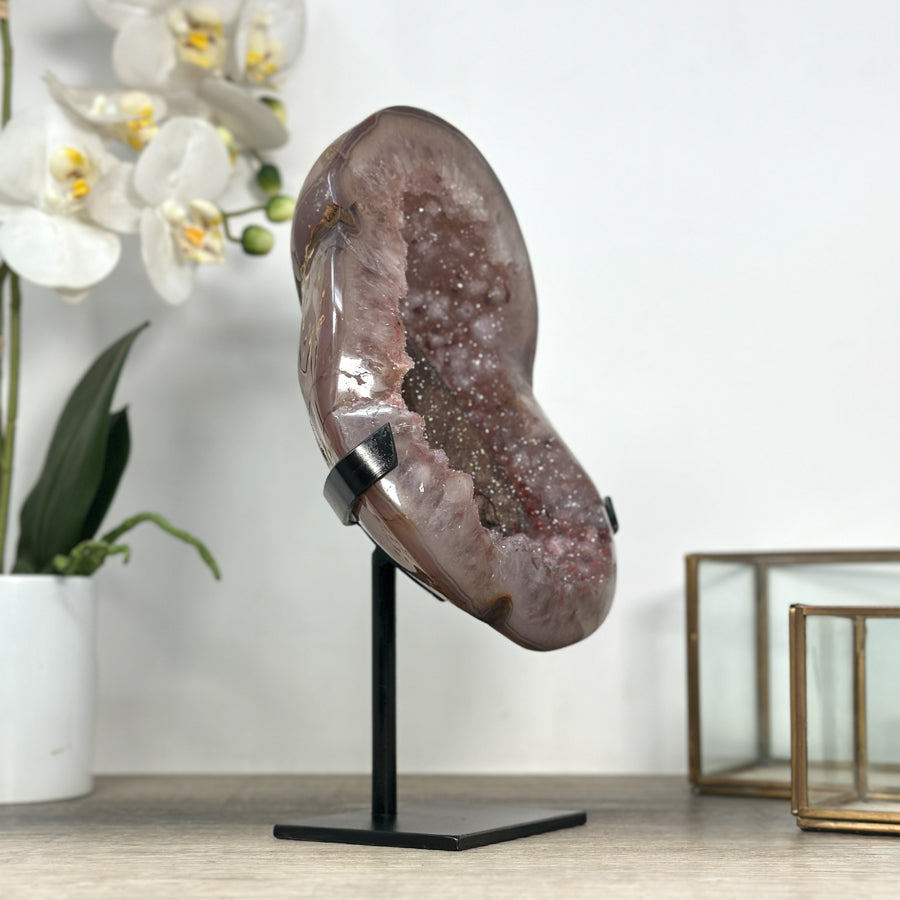 Unique Pink amethyst Geode with Suagr Calcite Specimen - MWS2307