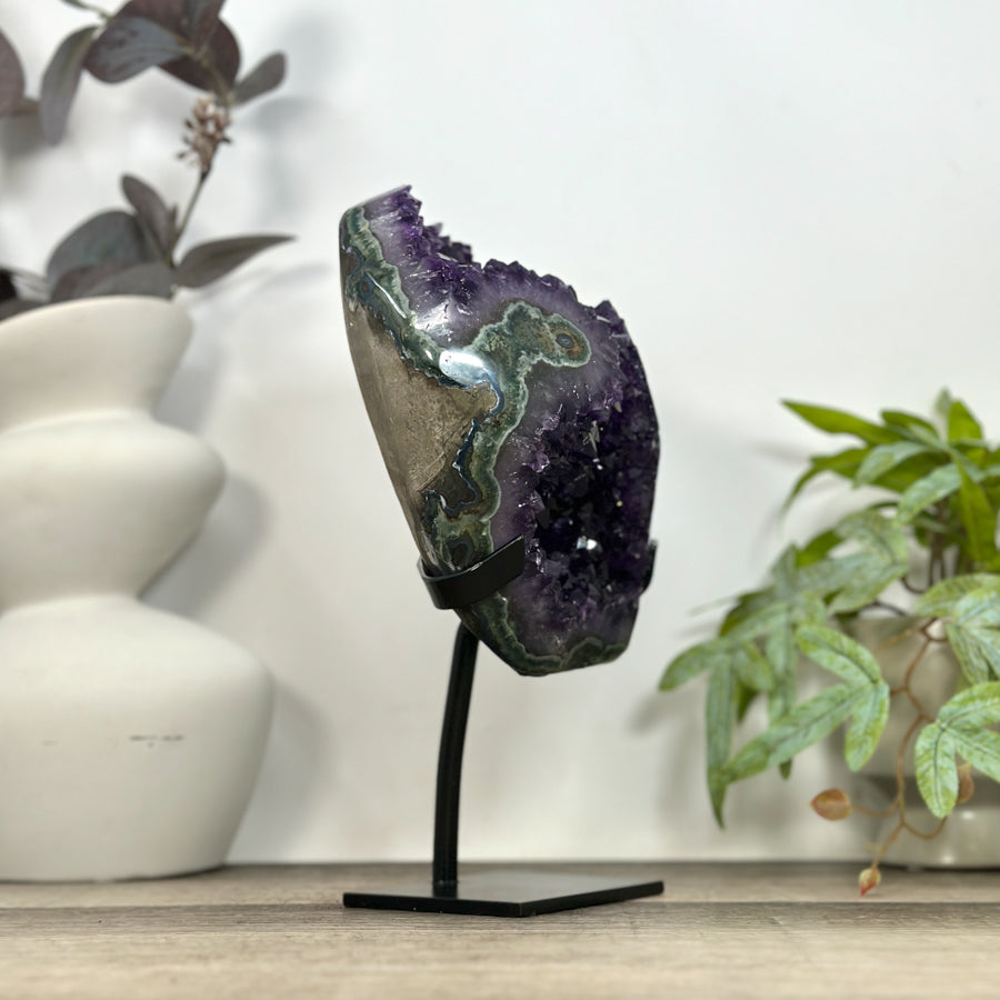 Natural Amethyst Crystal Cluster with Green Jasper Shell - MWS3191