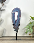 Natural Blue Banded Agate & Amethyst Geode Portal with Stand - MWS3242