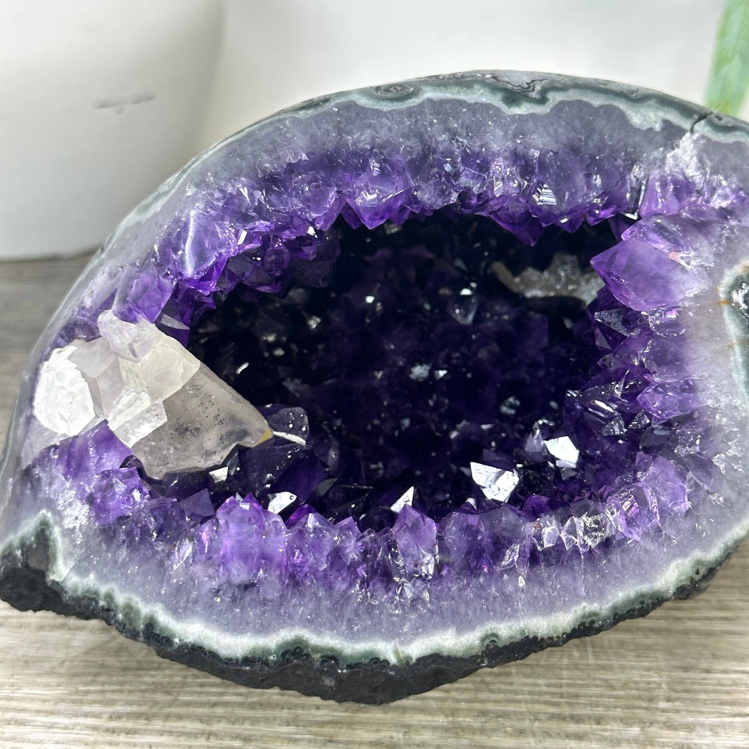 Natural Deep Purple Geode with Green Jasper Shell - STGE0047