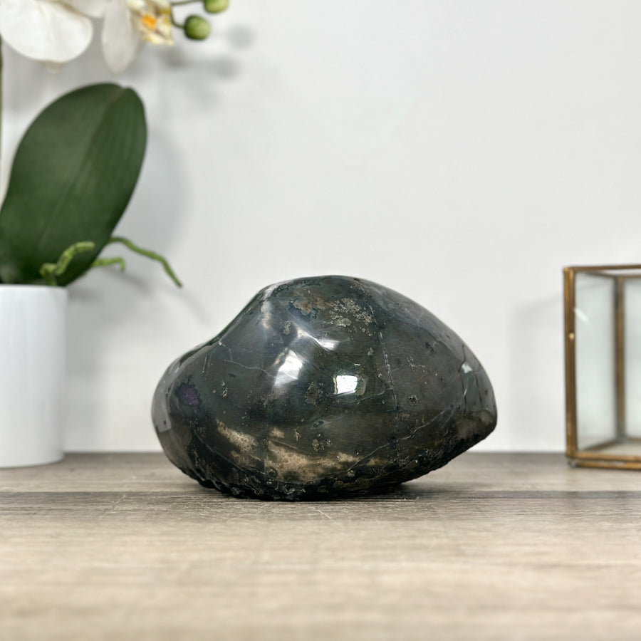 Amethyst &amp; Agate Stone Geode with Druzy Crystal Formation - STGE0017