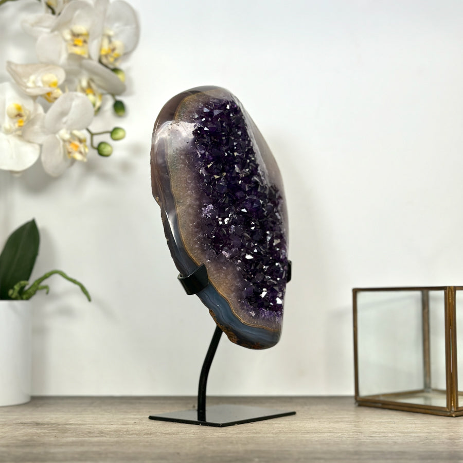 Natural Amethyst &amp; Agate Stone on Stand - MWS3024