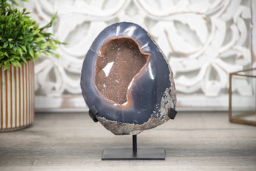 Blue Agate Geode with Organge Druzy Crystals - MWS0153