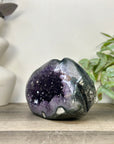 Natural Amethyst Geode with Calcite Inclusion from Uruguay - STGE0064