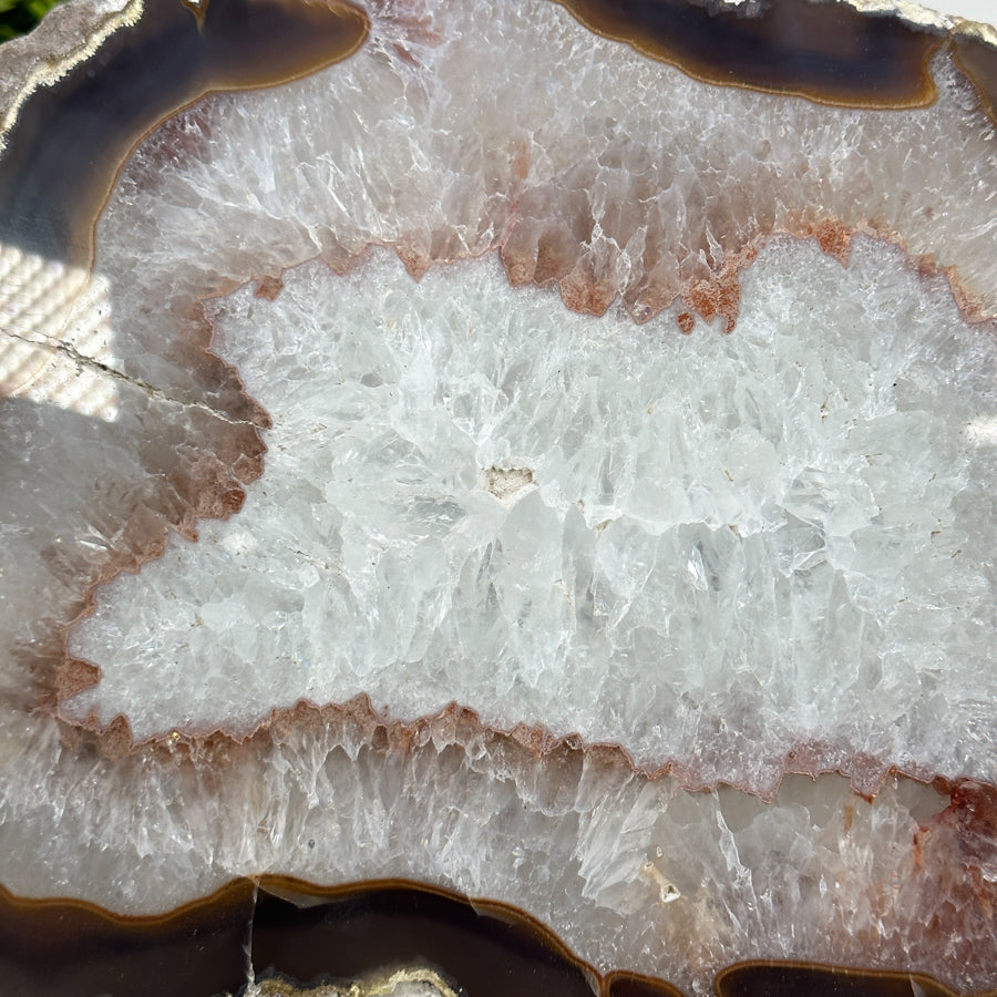 Natural Agate &amp; Quartz Stone Slice for Home Decor - SLC0012