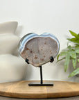 Blue Agate & Quartz Druzy Stone Heart - HST0350