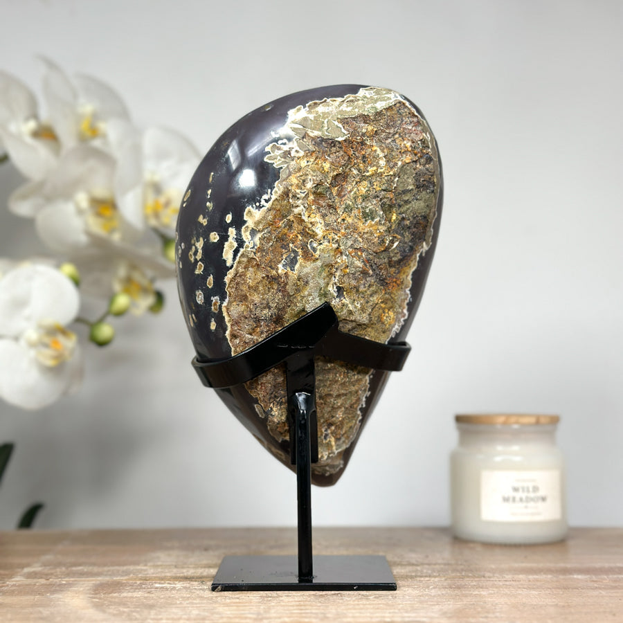 Natural Yellow Tone Sugar Druzy &amp; Agate Geode - MWS1359