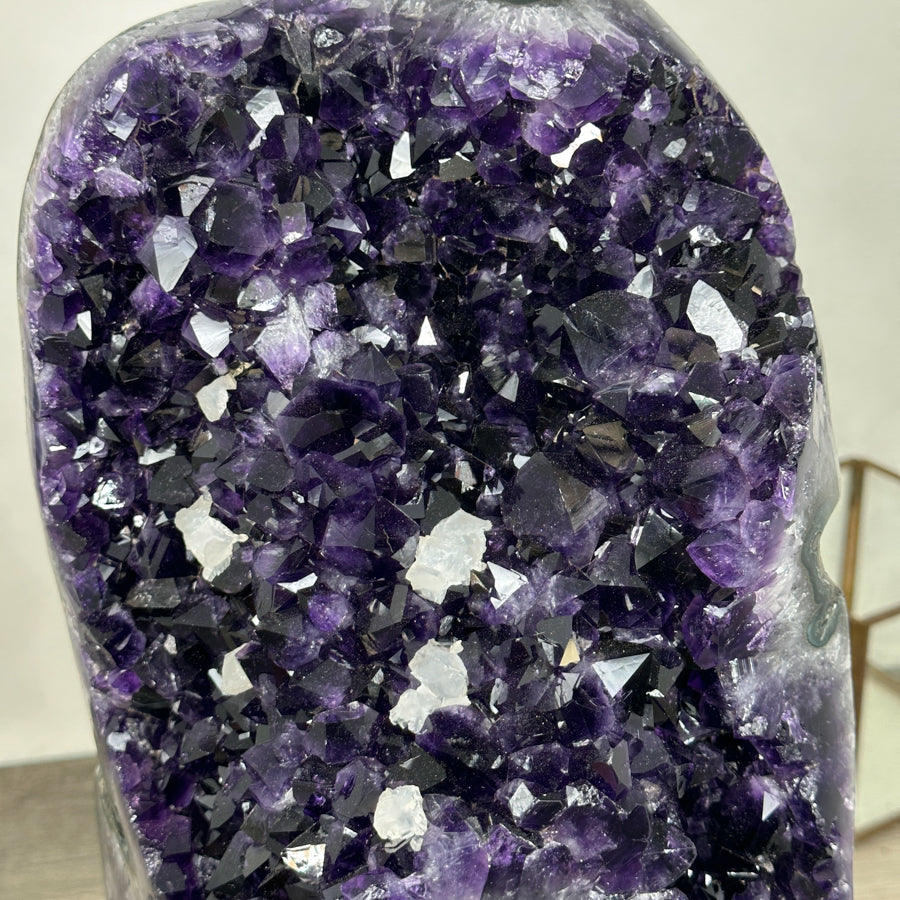 Huge Uruguayan Natural Amethyst Specimen on Metal Stand - MWS2968
