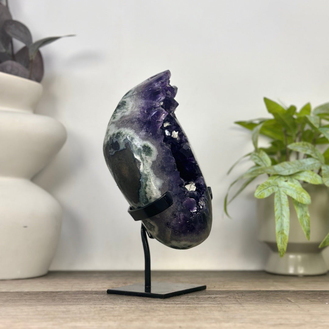 Top Quality Natural Amethyst Geode with Green Japer Shell - MWS3348