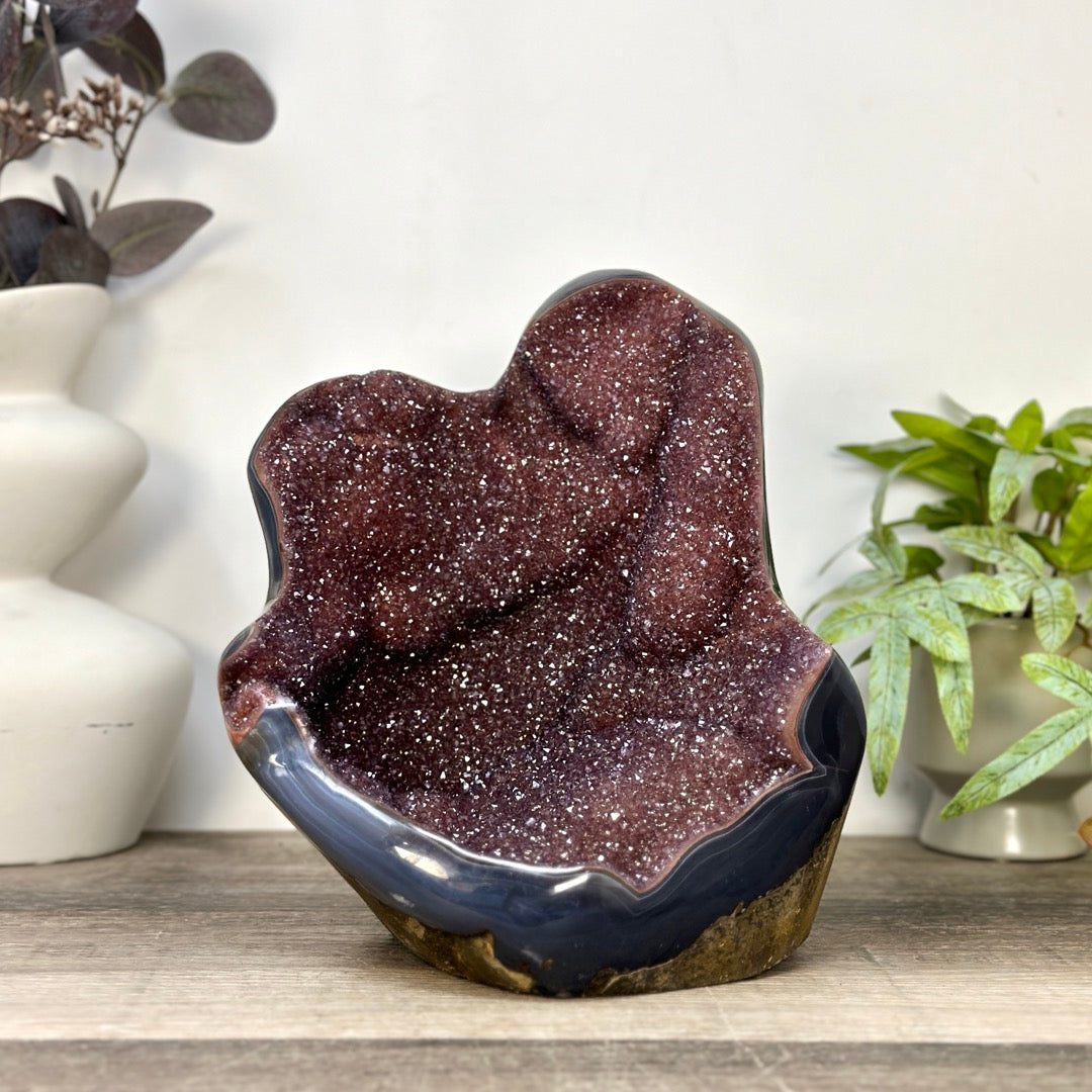 Natural Red Amethyst &amp; Blue Agate Statement Piece from Uruguay - CBP1429