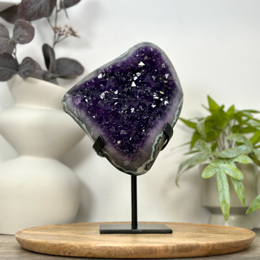 Top Grade Natural Amethyst Stone Statement Piece with Green Jasper Shell - MWS3062