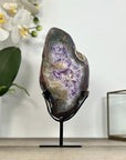 Agate Geode Slice with Purple Quartz Crystals - MWS2906