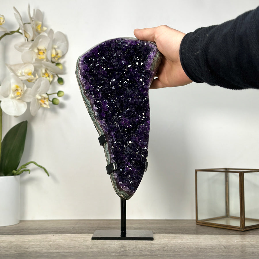 Deep Purple Amethyst Cluster with Green Jasper Matrix - Stand included - MWS2754