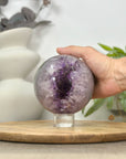 Amethyst & Quartz Sphere Geode with Druzy Interior - SPH0160