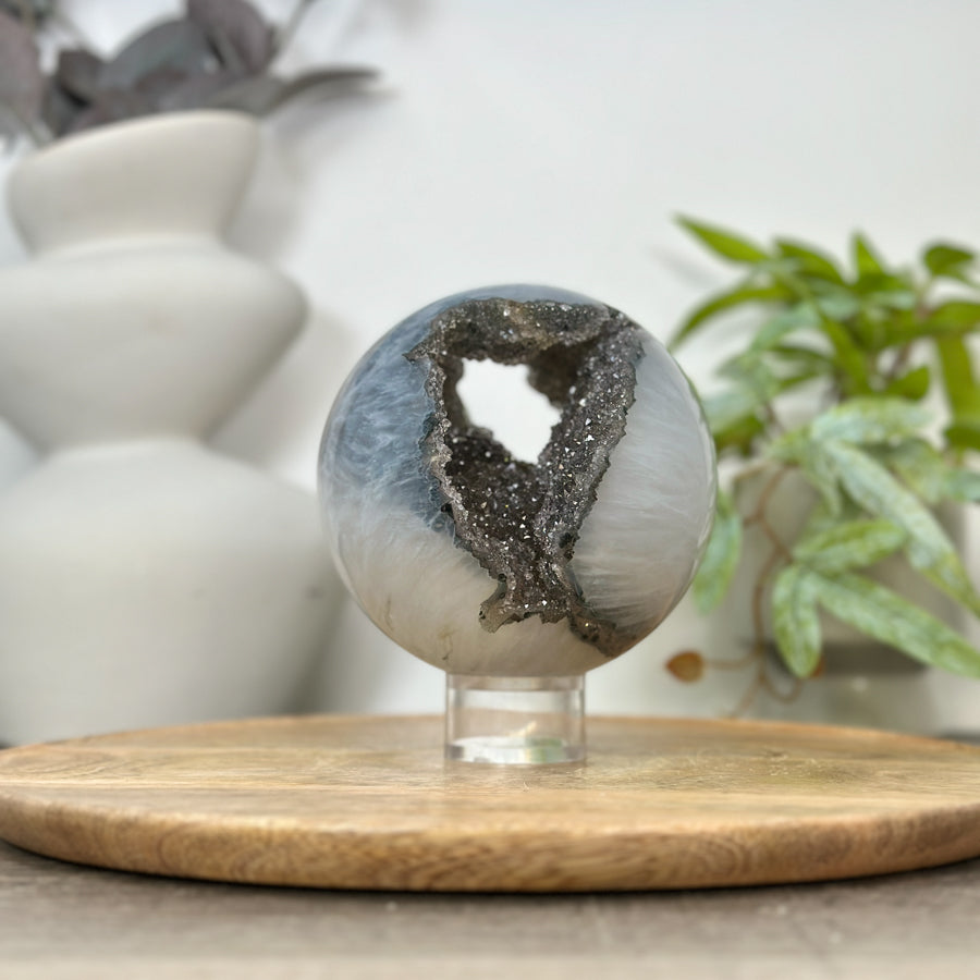 Natural Green Quartz Druzy Sphere Geode - SPH0185