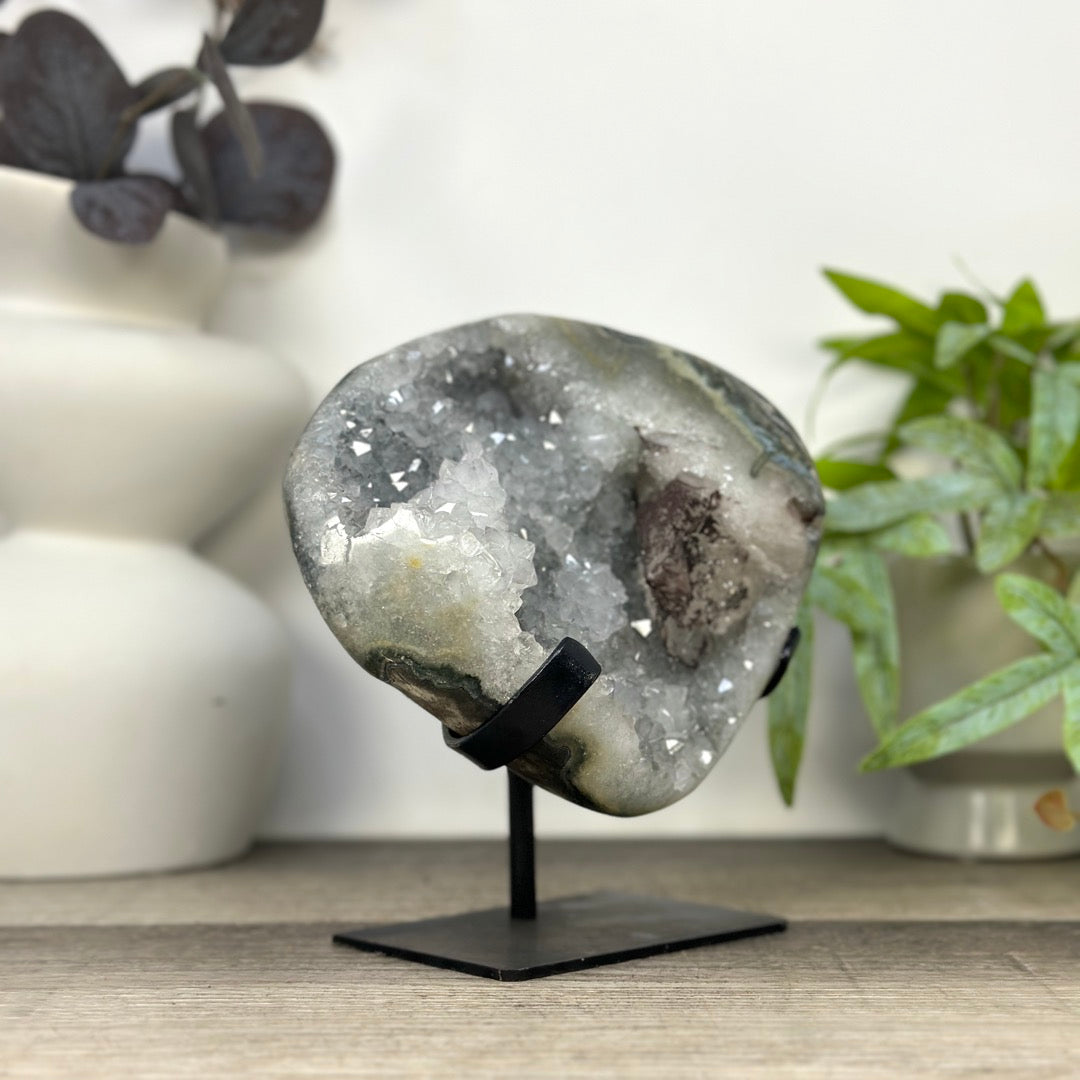 Natural Quartz Geode with Calcite Formation - MWS3286