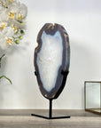 Agate Slice from Uruguay with Crystal Center on Stand for Home Decor - MWS2662