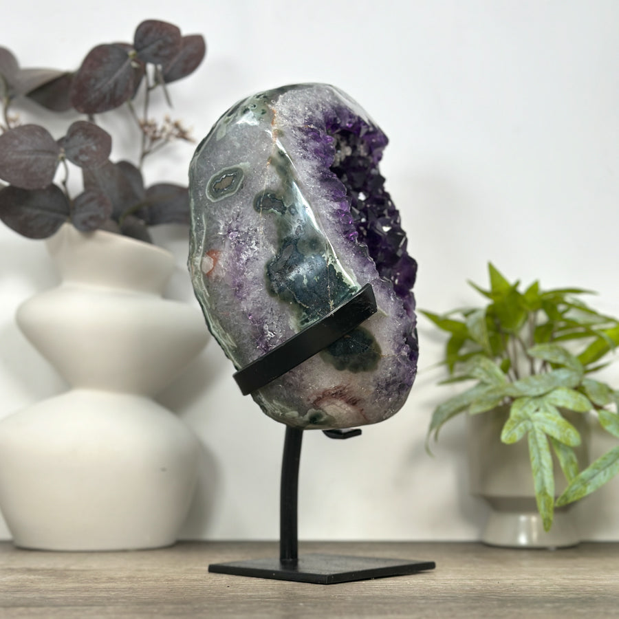 Uruguayan Amethyst Geode on Metal Stand - MWS3084