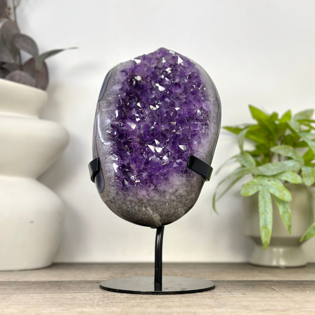Natural Amethyst Crystal with Metallic Stand - MWS3360