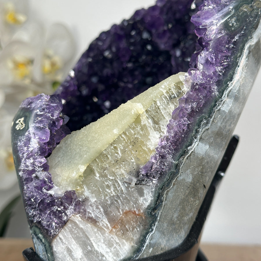 Natural Amethyst Geode with Large Calcite Formation - MWS1845