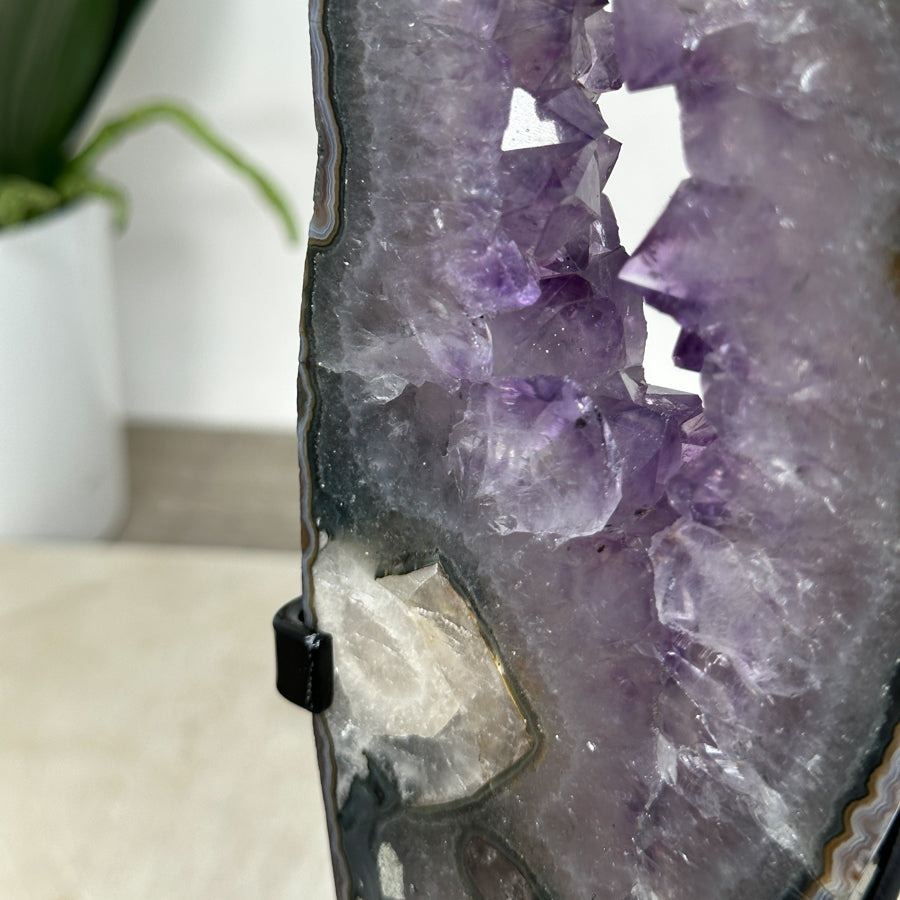 Natural Amethyst Geode Slice Portal with Stand - MWS1947