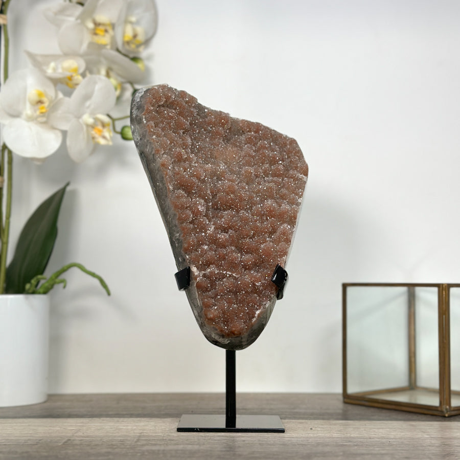 Natural Orange Tone Sugar Crystal Cluster on Stand - MWS2637
