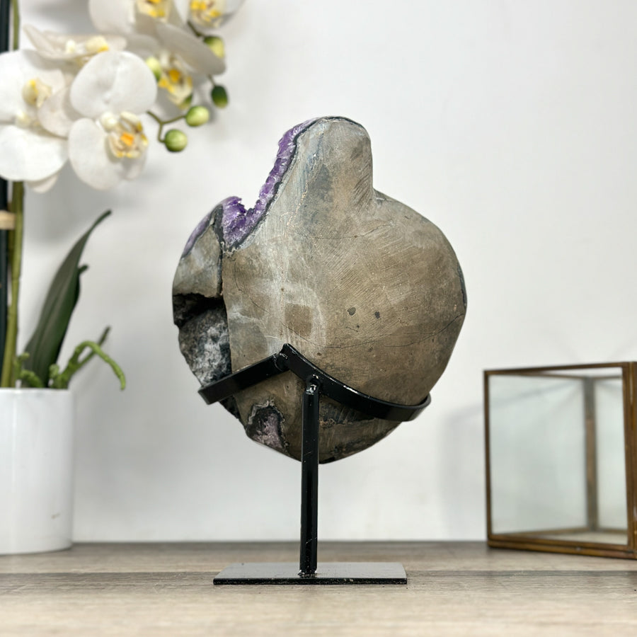 Natural Uruguayan Amethyst Statement Piece on Metal Stand - MWS2844