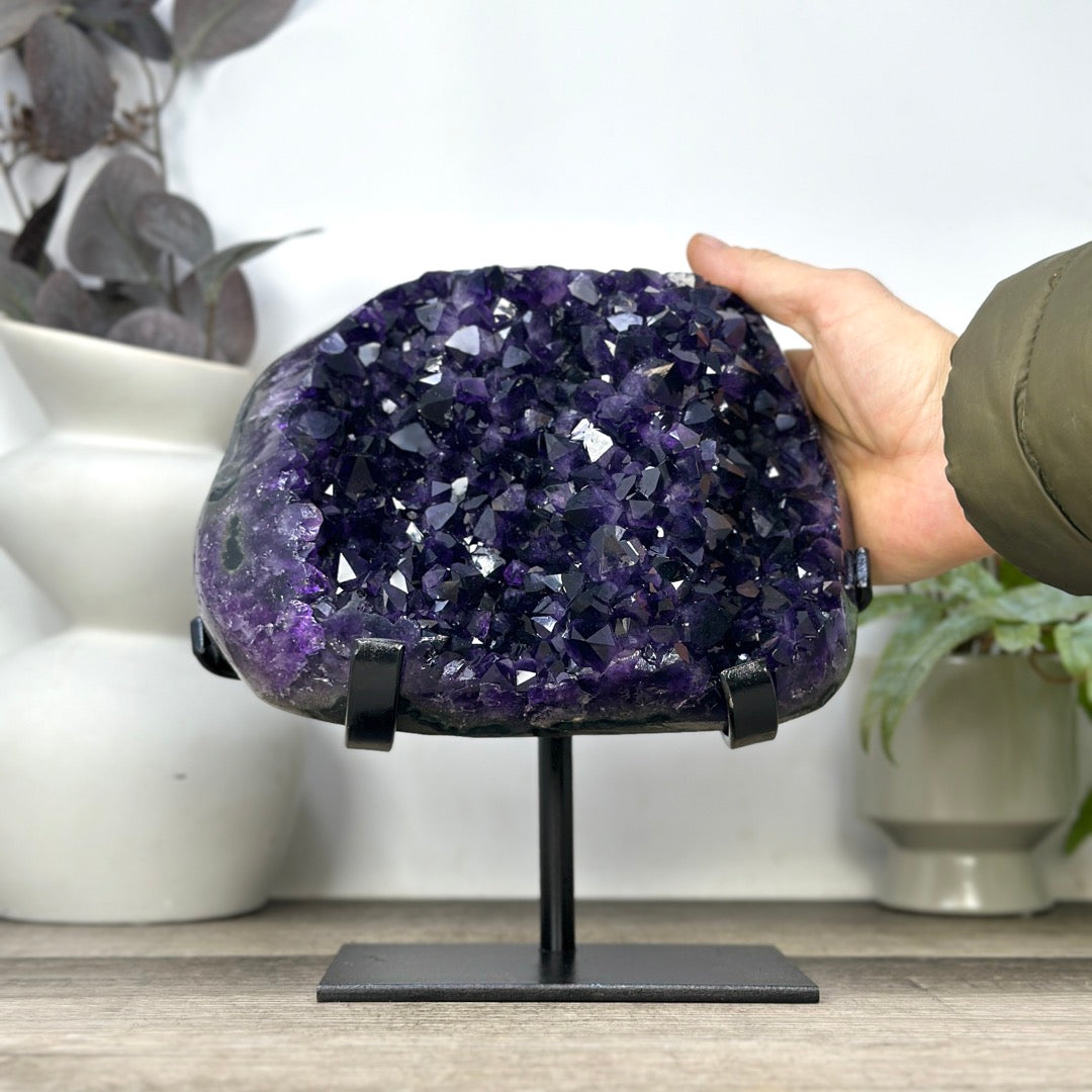 A Grade Natural Amethyst Crystal Specimen on Metal Stand - MWS3393