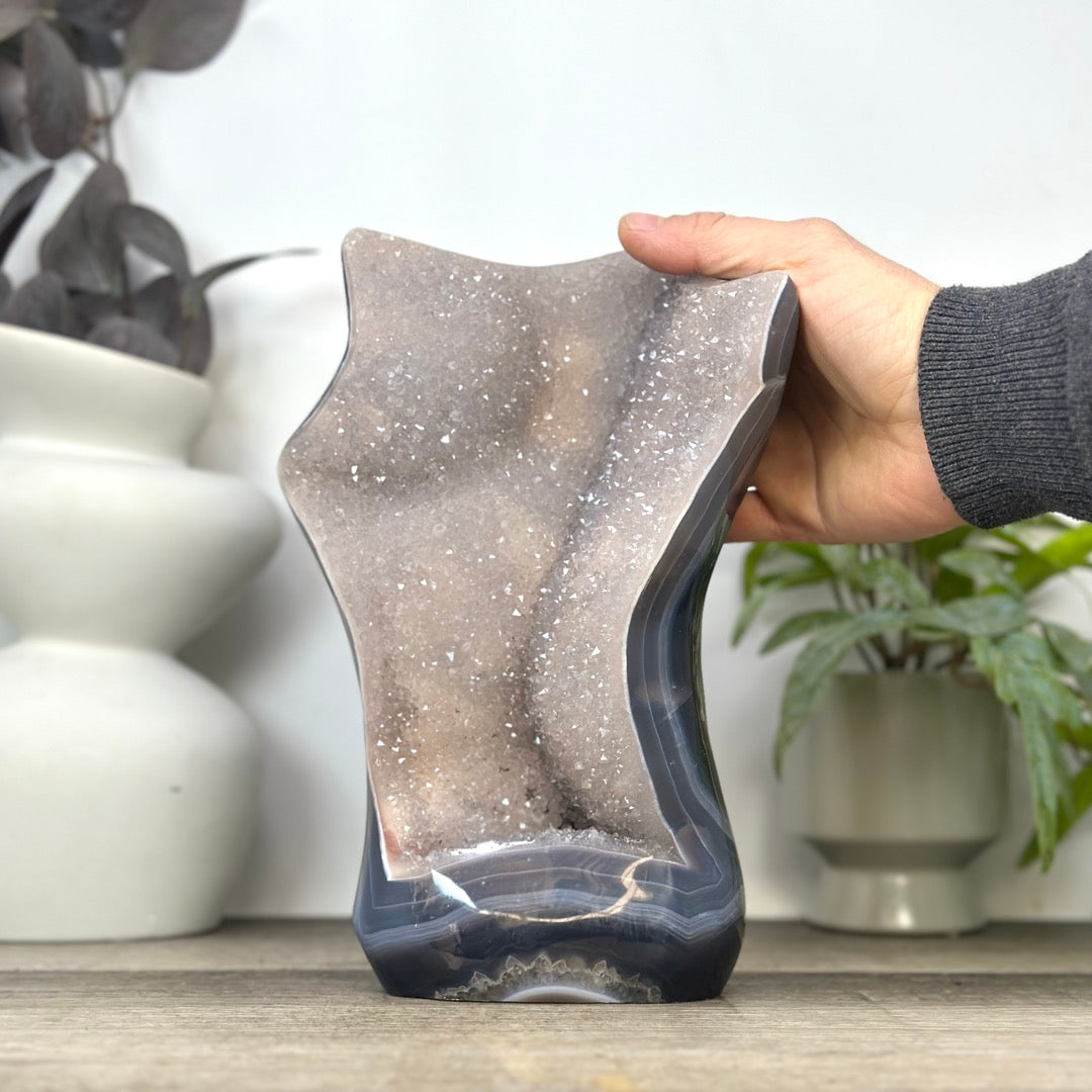 Unique Art Agate &amp; Quartz Geode for Home Decor - Urguayan Statement Piece - CBP1401