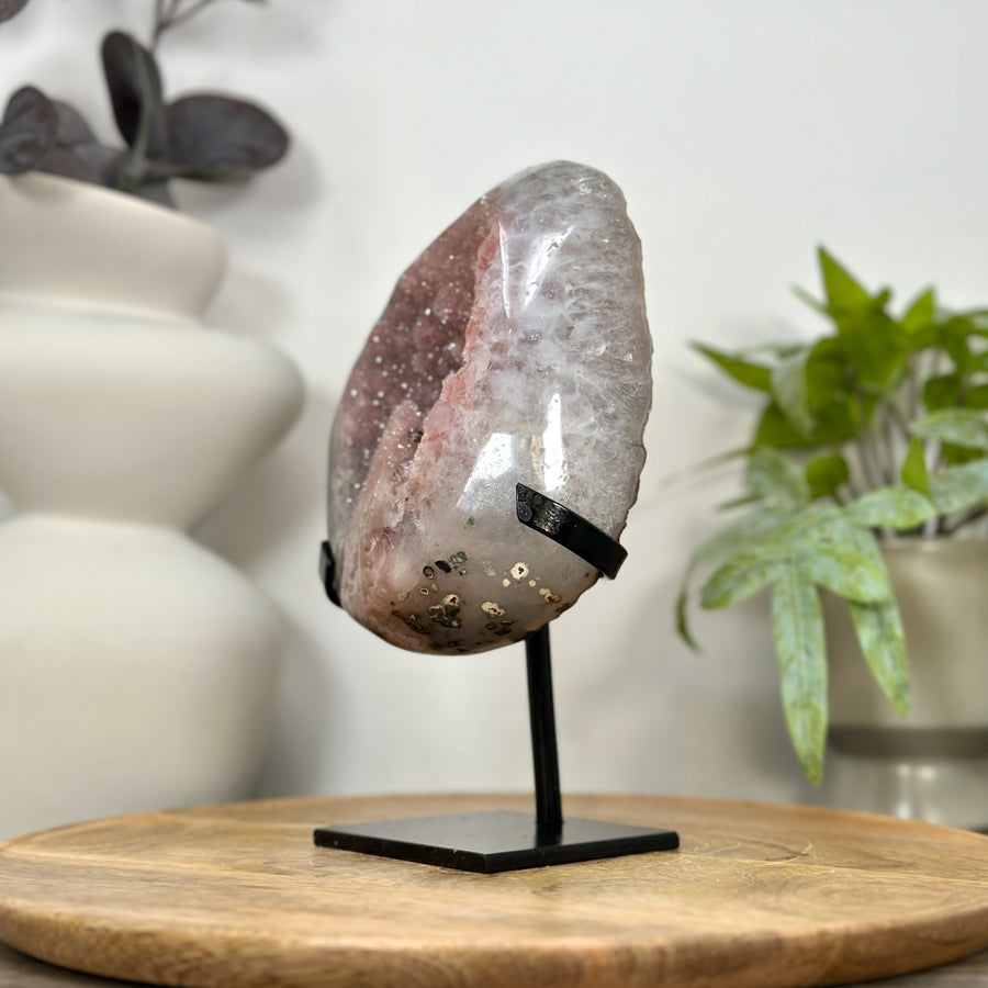 Unique Pink Amethyst Geode with Calcite Formation - MWS3051